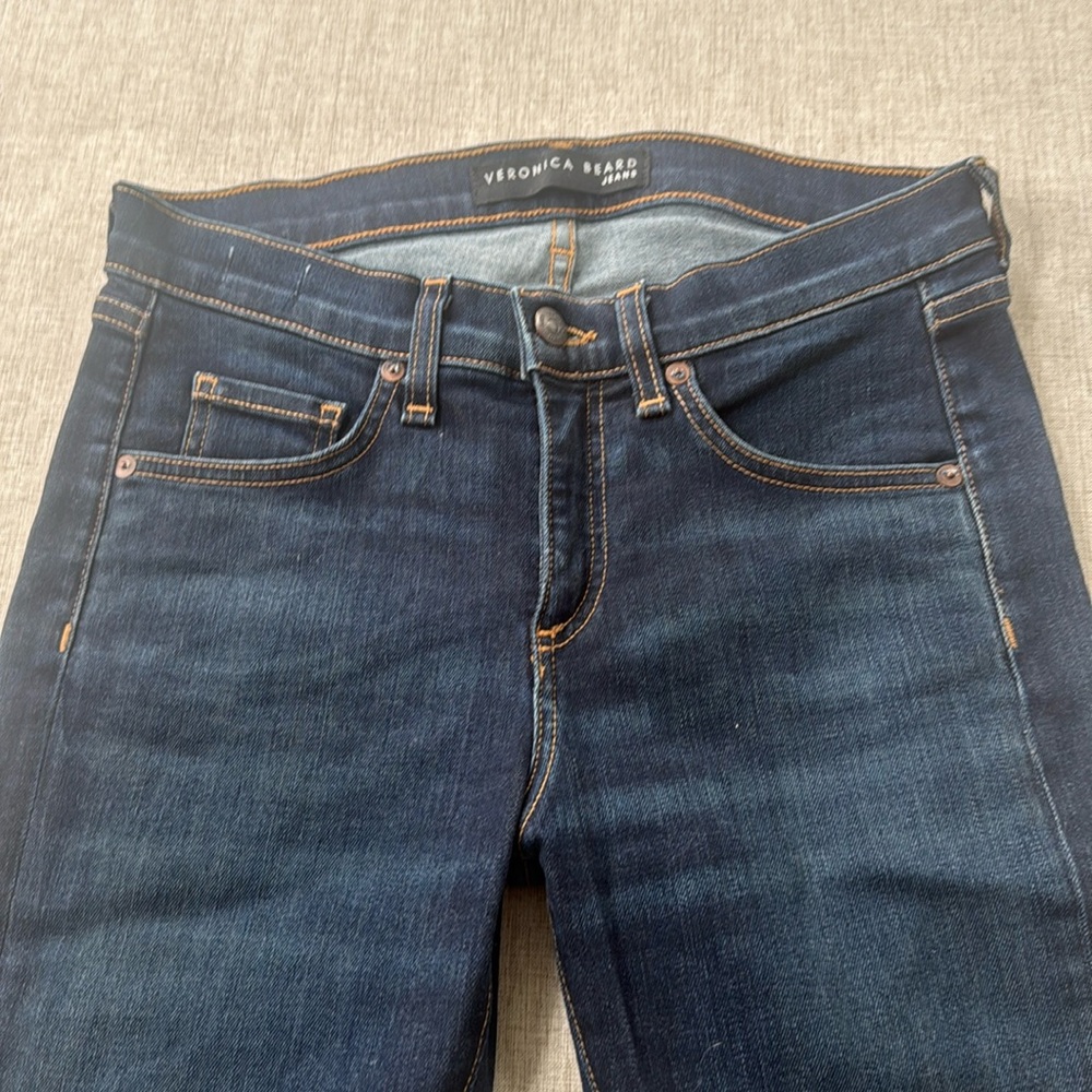 Veronica Beard Brooke Skinny Mid Rise Denim Jean Size 28‎ Dark Wash raw hem - Picture 4 of 14